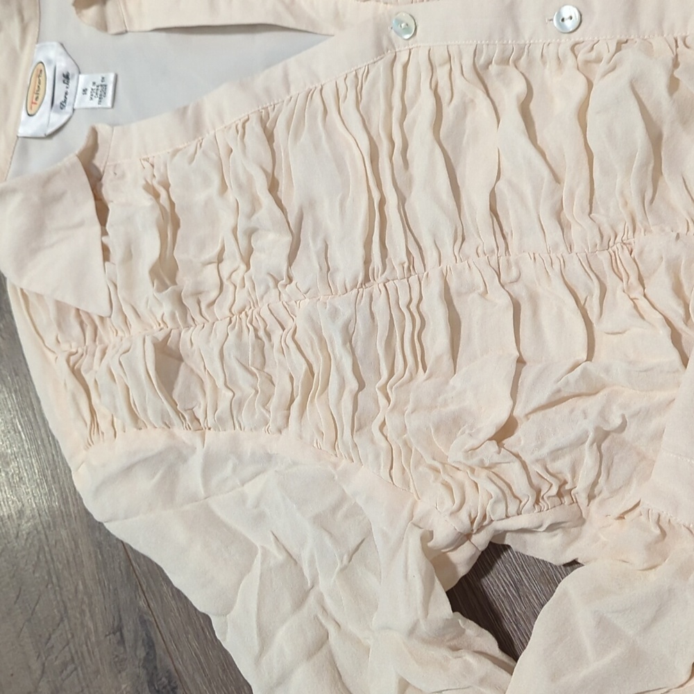 Talbots Vintage Pure Silk Ruched Button Down Blouse - Picture 5 of 11